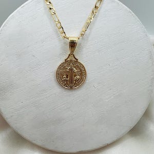 Classic St.Benedict charm necklace, 18k gold filled, San Benito