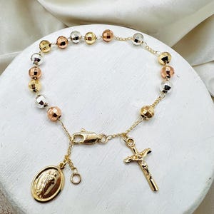 St.Jude Rosary Bracelet, tri tone