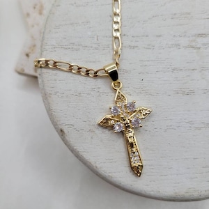 Christ’s Grace Cross pendant necklace, Crucifix, 18k gold filled
