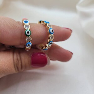 Anillo Evil eye lleno de oro de 18 quilates, azul, multicolor