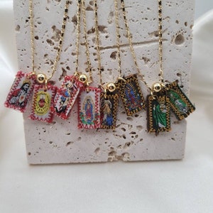 Collier mini scapulaire en gold filled 18 carats, diff. Choix des saints