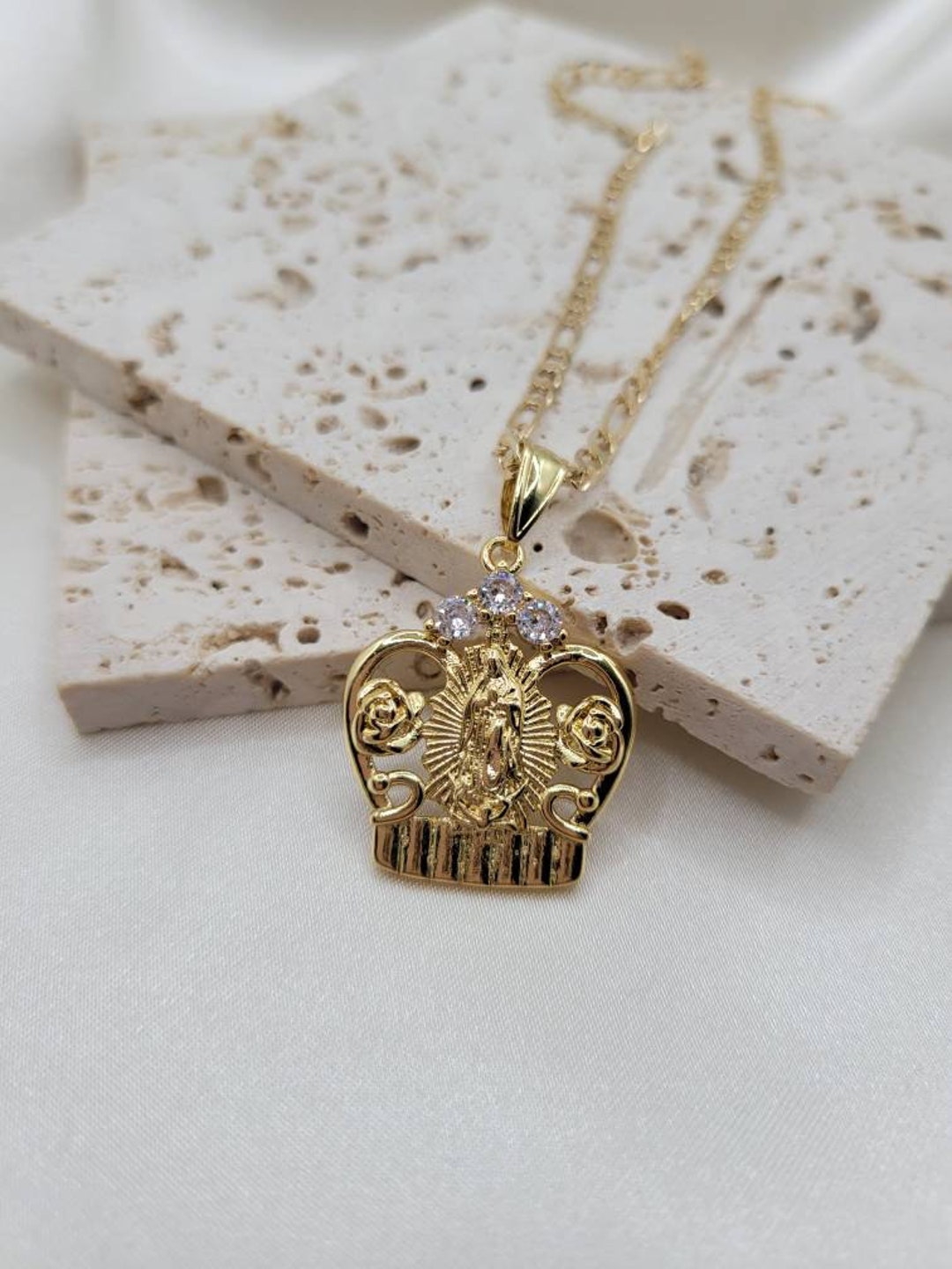 Crown Virgin Mary 18k Gold Filled Pendant Necklace - Etsy