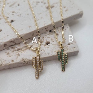 Mini Kaktus Anhänger, 18k gold filled, Kakteen