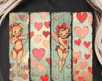 Retro Cupid Coquette bow Png, Retro Valentine Shirt Design, Baby Cupid png, Valentine's Day Png, Valentine Love Png, valentine's day bow png