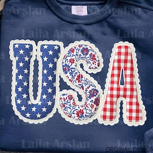 V.S. nep-patchwork, png-bestand | Preppy ontwerp, digitale download 4 juli