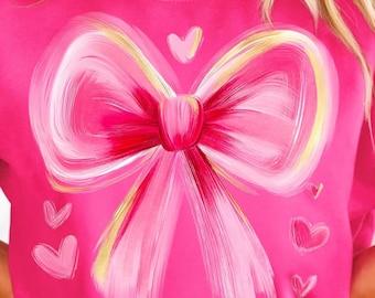 Coquette Valentine Heart Brushstroke PNG, Valentines day png, Valentine Bow Png, Pink Valentine Png, Valentine love Png, Girls valentine