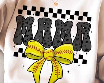 Retro Softball Mama PNG, Softball Mama Png, Softball Coquette Png, Game Day Softball Bow Png, Checker Softball Png, Softball Mom Png