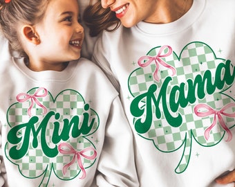 Match Mama Mini St Patrick's Day Png, St Patrick's Day Lucky Png,Coquette bow Irish png, toddler png, St Patrick's Day Sublimation Designs
