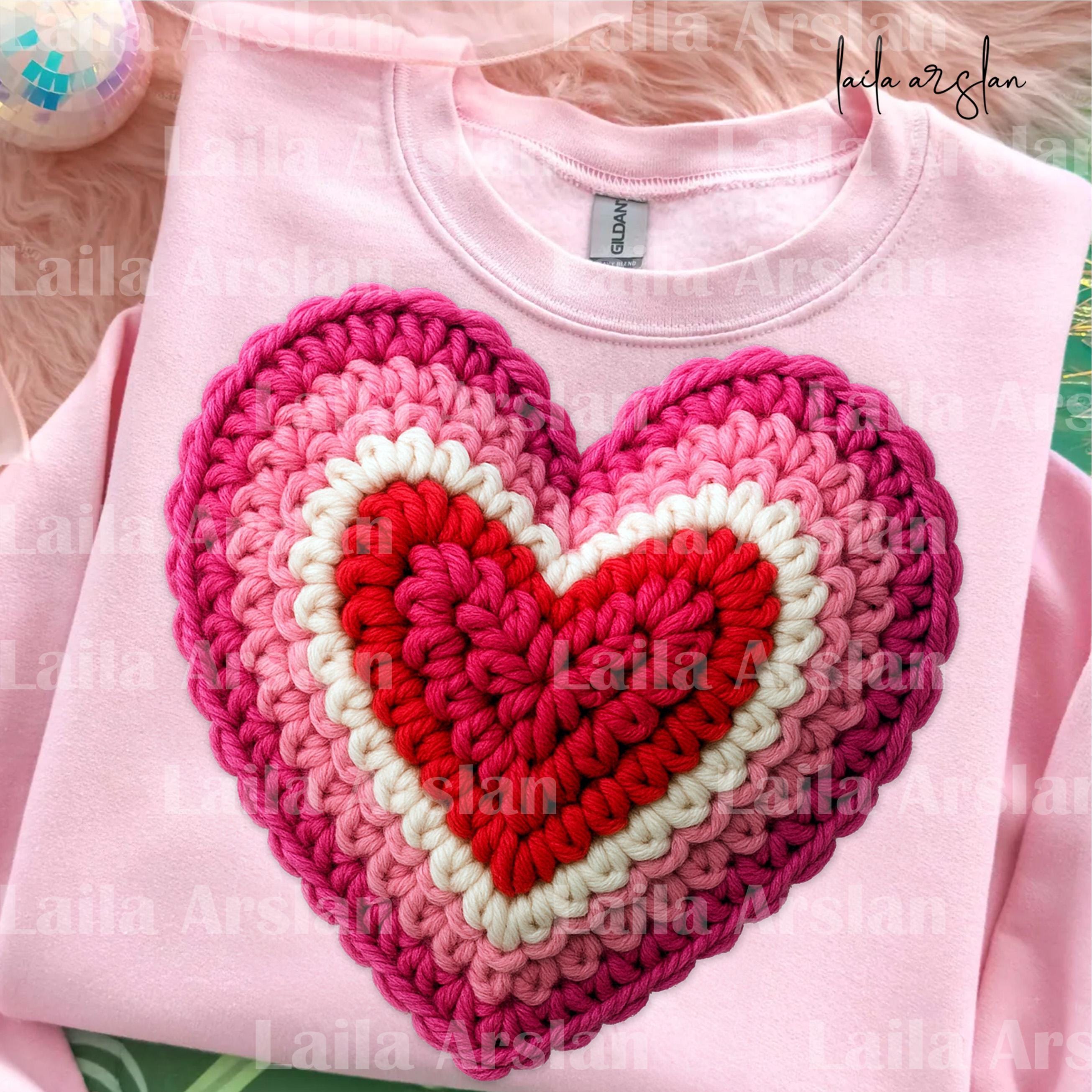 Valentines Day Crochet Yarn Heart Png, Faux Yarn Valentine Day Png ...