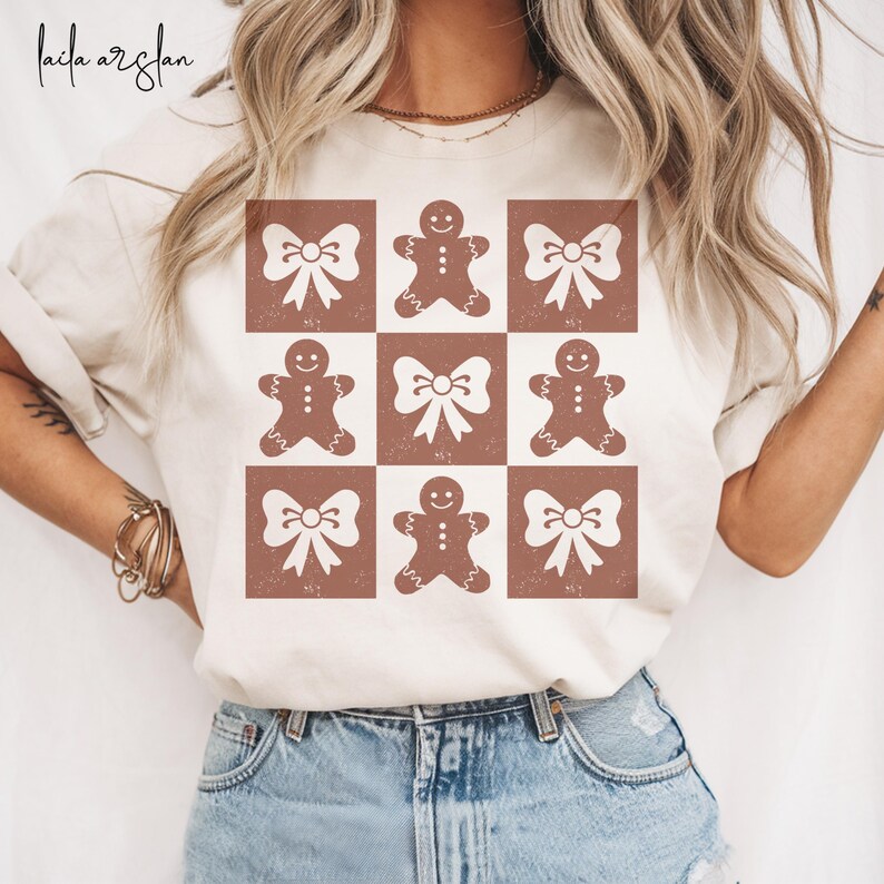 Retro Checkered Gingerbread Man Coquette PNG, Trendy Distressed ...