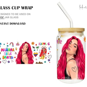 mañana será bonito Tumbler Wrap Png for Commercial Use, Karol G 16 oz glass can wrap, Instant Download, Karol G Png