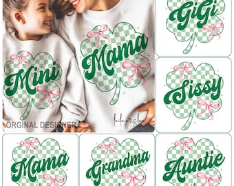 Match mama and mini Gigi Sissy St Patrick's Day Png, Lucky Png, Coquette bow Irish png, toddler png, St Patrick's Sublimation Designs
