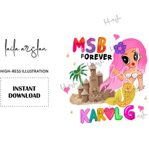 Karol G MSB Forever Sandcastle, Mermaid, Pink Hair Png, Mañana Será ...