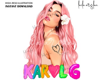 Karol G pink hair  | karol G mientras me curo del cora | Karol g manana sera bonito png | Karol g png file