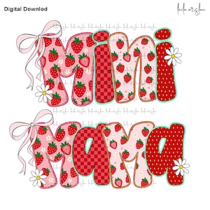 Mama Mini Strawberry Png, Cute Strawberry Floral Coquette bow Summer Mama Png, Mothers day Png Custom Preppy Mama Mom Summer Sublimation