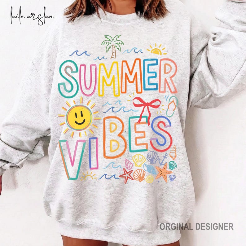 Summer Vibes PNG Sublimation Design, Beach Summer Shirt PNG, Retro Summer Vibes Digital Download, Boho Summer Cricut PNG image 5