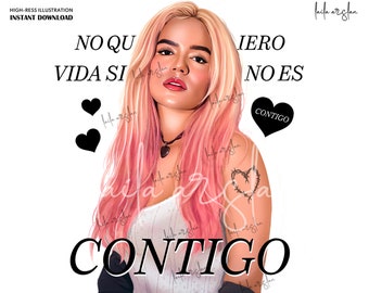 Contigo Karol G png | Contigo No quiero vida si no es contigo PNG karol G | Karol g manana sera bonito png | Karol g png Digital file