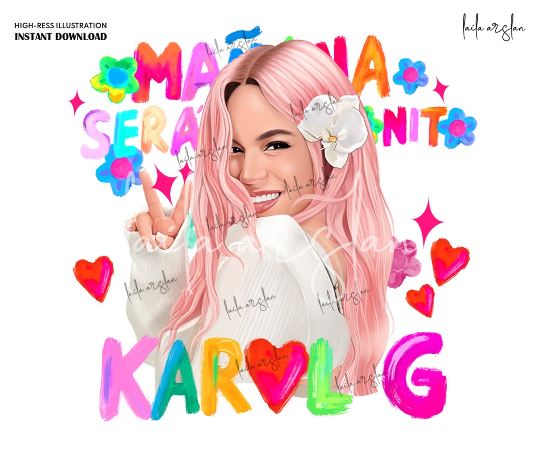 Karol G Pink Hair Png Karol G Mañana Sera Bonito Png, Digital Download