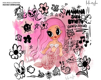 Karol G mermaid New Album Cover manana sera bonito bichota season karol g pink hair png bichota season | Karol g png | Karol G siren png