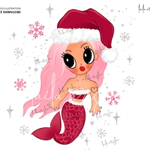 Karol G Mermaid for Christmas New Album Cover manana sera bonito bichota season karol g pink hair png | Karol g png | Karol G Christmas Png
