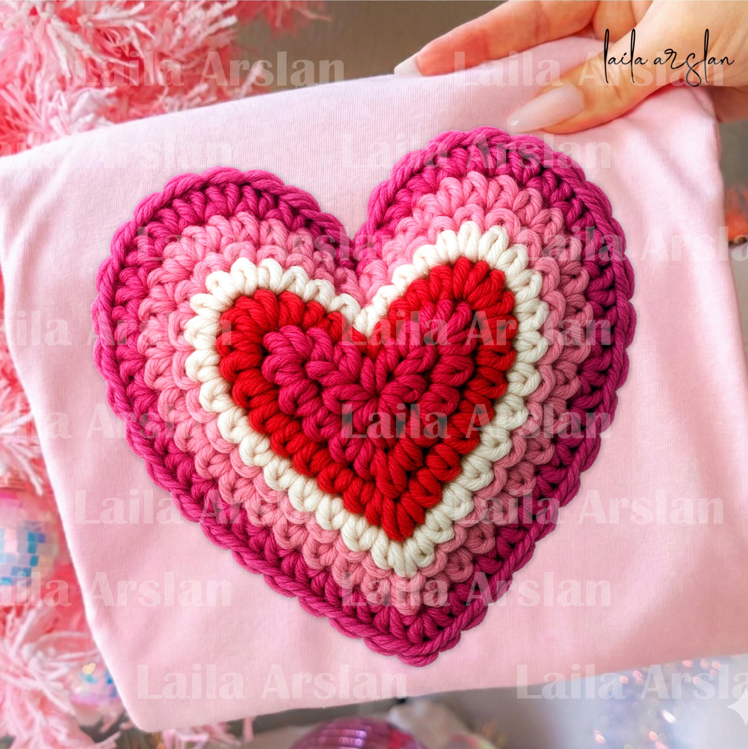 Valentines Day Crochet Yarn Heart Png, Faux Yarn Valentine Day Png ...