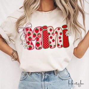 Mama Mini Strawberry Png, Söt Strawberry Floral Coquette rosett Sommar Mama Png, Mors dag Png Custom Preppy Mama Mom Summer Sublimation bild 6