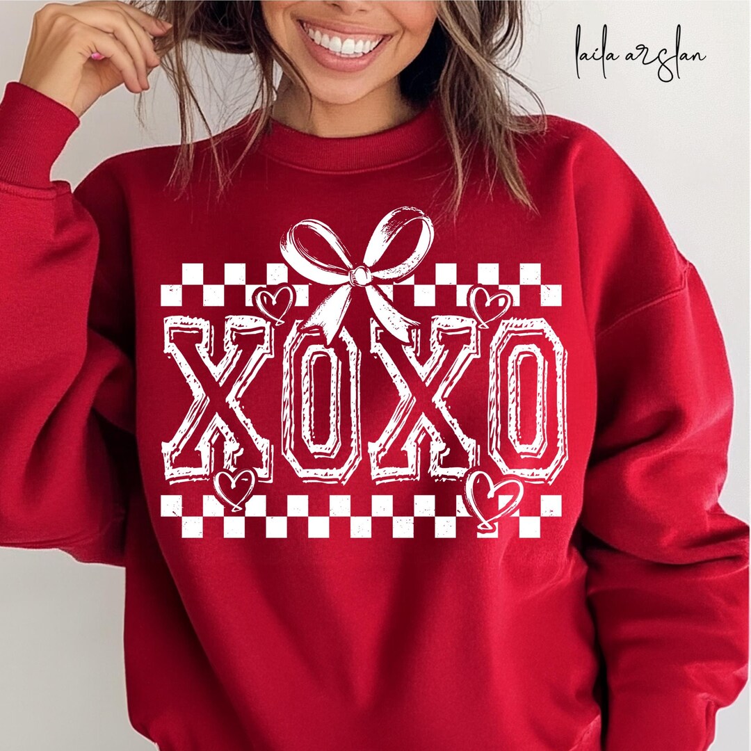Retro XOXO Checkered PNG Coquette Valentines Varsity Png Trendy Vday ...