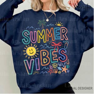 Summer Vibes PNG Sublimation Design, Beach Summer Shirt PNG, Retro Summer Vibes Digital Download, Boho Summer Cricut PNG image 4