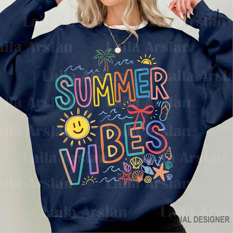 Summer Vibes PNG Sublimation Design, Beach Summer Shirt PNG, Retro Summer Vibes Digital Download, Boho Summer Cricut PNG image 4