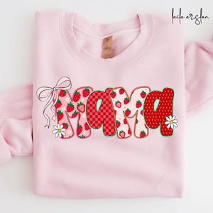 Mama Mini Strawberry Png, Söt Strawberry Floral Coquette rosett Sommar Mama Png, Mors dag Png Custom Preppy Mama Mom Summer Sublimation bild 5
