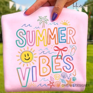 Summer Vibes PNG Sublimation Design, Beach Summer Shirt PNG, Retro Summer Vibes Digital Download, Boho Summer Cricut PNG image 6
