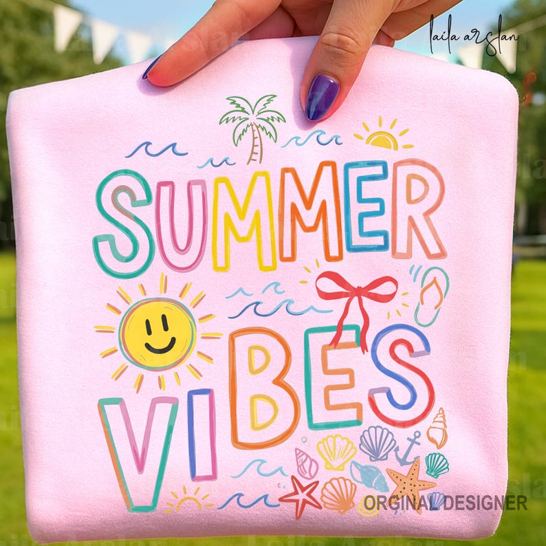 Summer Vibes PNG Sublimation Design, Beach Summer Shirt PNG, Retro Summer Vibes Digital Download, Boho Summer Cricut PNG image 6