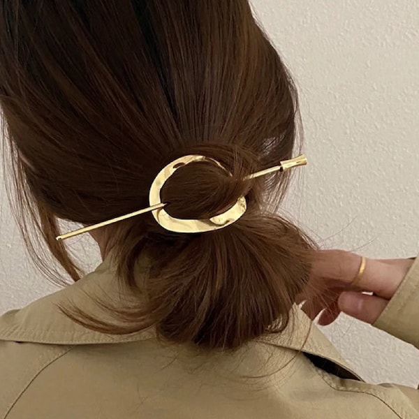 Metal Hair Clip, Minimalist Hair Stick, Hair accessories, Hair Clips for Thick Thin Hair, Gold Hair Stick Barrette, Silver Hair Barrette