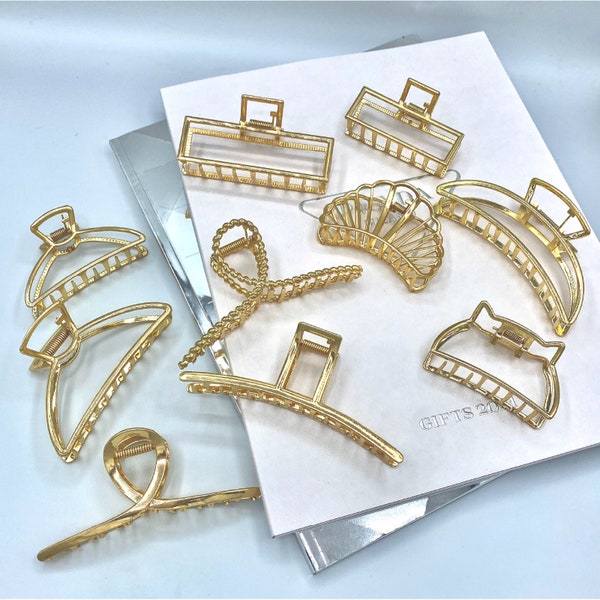 Gold Haarkralle, Haarspangen, Minimalist Haarkralle, Haarschmuck, Haarspange für dickes Haar dünnes Haar, Geschenk für sie, Metall Haarkralle