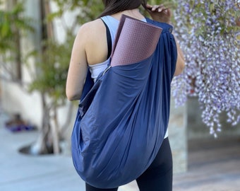 Oversized yoga mat carrier with pocket and zipper, Sustainable foldable fitness bag, Travel bag for weekend and gift idea