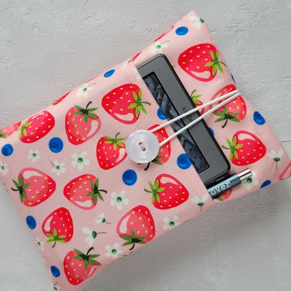 Strawberry Book Sleeve,  Protect Your Books in Style with our Handmade Fabric Cover, Perfect Gift for Book Lovers and Bibliophiles