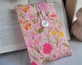 Floral book sleeve for gift, Midi padded book sleeve, Book Pouch, Book Protector, Book Bag, Bookish Gifts for Christmas