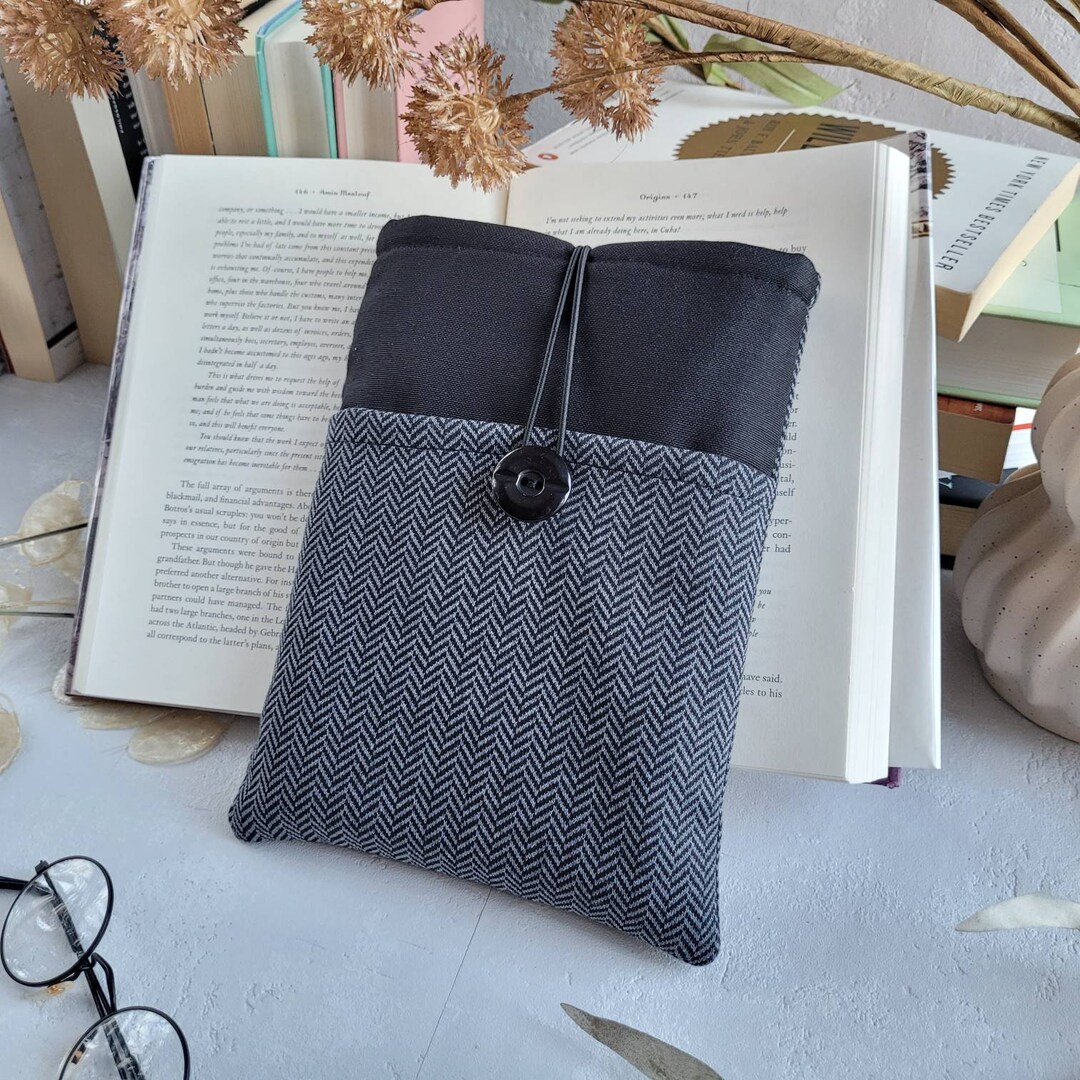 Protègelivre en tissu noir et à chevrons Etsy France