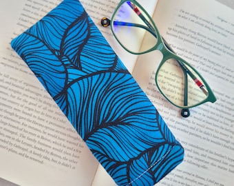 Funda de gafas abstractas azules, funda de gafas, funda de gafas de sol, funda de gafas acolchada, funda de gafas, funda de gafas suaves