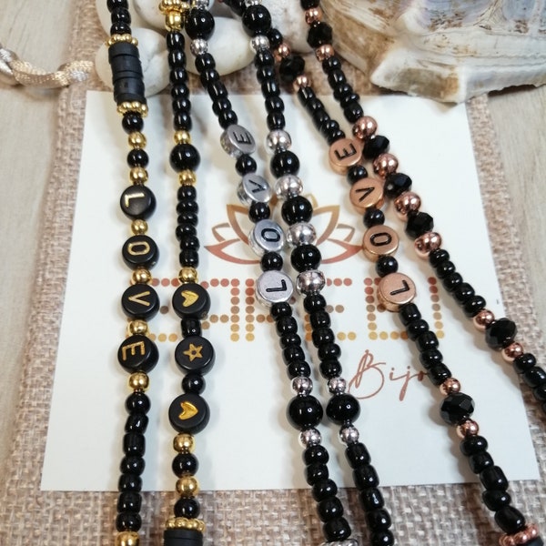 Catena per cellulare, phone beads, phone strap, perline vetro, cuore, regalo San Valentino, Regalo di compleanno, black, gold, silver