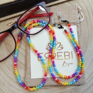 Catena Portaocchiali Con Perline Cristallo 7 Chakra, Universale Per Occhiali Da Vista E Sole, Con Sacchetto Regalo - 2