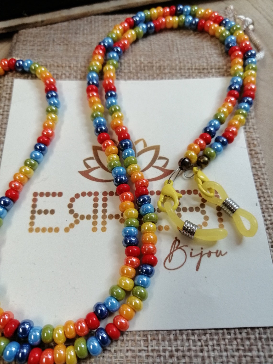Catena Porta Occhiali Con Perline Cristallo 7 Chakra Per Donna - Regalo Benessere Moda