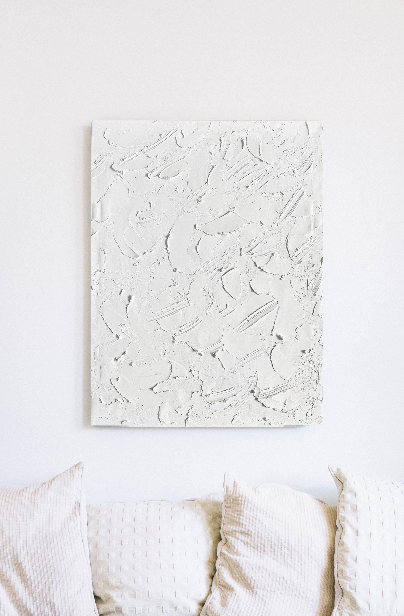 Large White Textured Canvas Wall Art Etsy