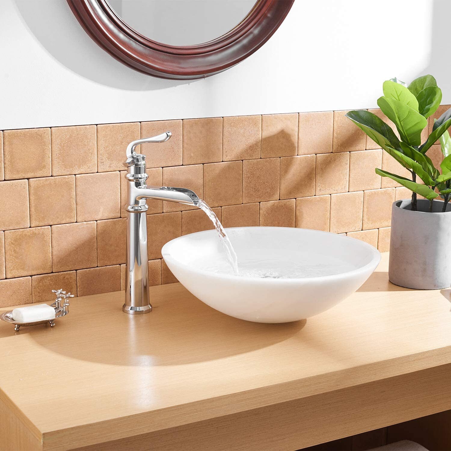 Badezimmer Wasserhahn Gebürstet Nickel Wasserfall Single Hole | Etsy