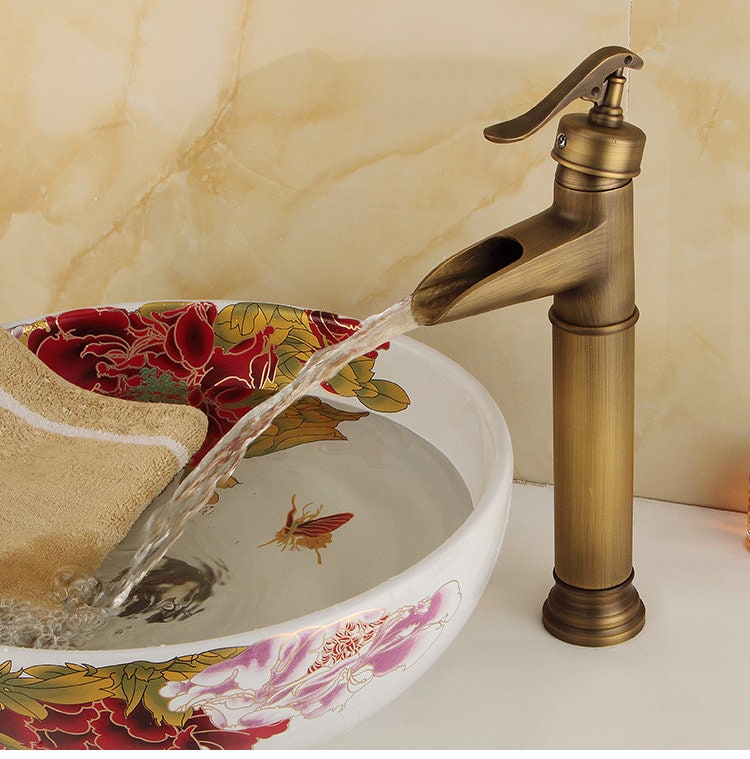 Waschbecken Wasserhahnen Antik Messing Wasserfall Badezimmer | Etsy