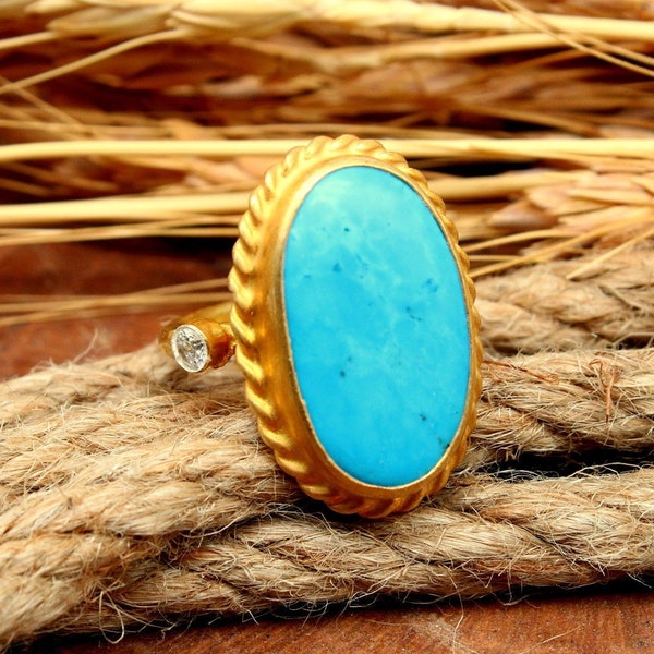 T SMALL TURQUOISE SILVER RING