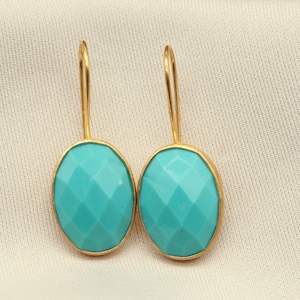 Blue Turquoise Earrings,Birthstone Earrings, Silver Earrings, Earrings, Swarovski , Crystal Earrings, American Seller, Mothers Day Christmas