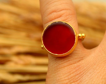 925 sterling silver ring made of natural carnelian stone, Gemstone Jewelry, Handmade Jewelry