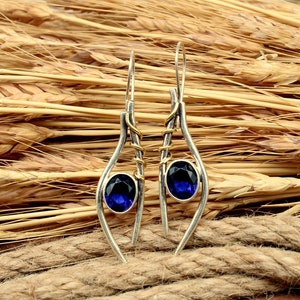 Blue Sapphire Earrings, 925 Sterling Silver Earrings, Sapphire Gemstone, American Seller, Gemstone Earrings, Blue Sapphire Gift For Her