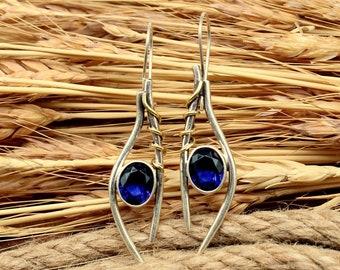 Blue Sapphire Earrings, 925 Sterling Silver Earrings, Sapphire Gemstone, American Seller, Gemstone Earrings, Blue Sapphire Gift For Her